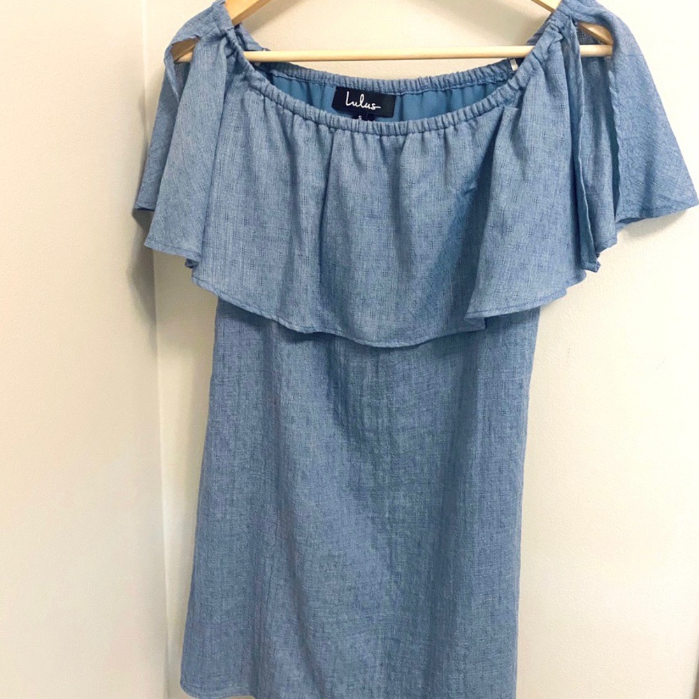 Lulu’s Chambray Off the Shoulder Dress
